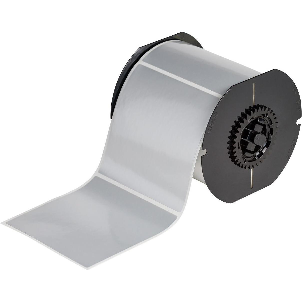 Brady, Etiketten, B33-161-434, metallisierter Polyester, Silber, glänzend, 101.60 x 101.60 mm, extrem stark ha