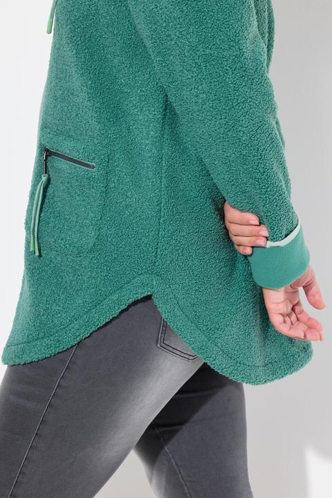 Immagine prodotto Ulla Popken Giacca di teddy con cappuccio, tasche con zip e fodera di pile (46, 48)