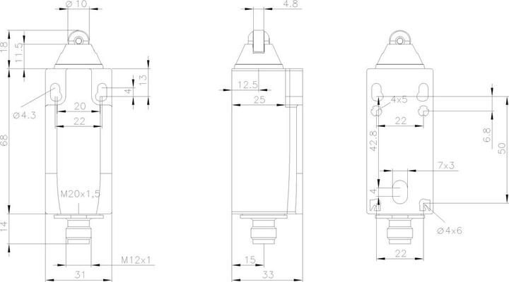 Produktbild Siemens Positionsschalter 31mm Einfachstössel (M12)