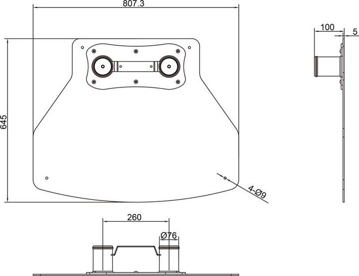 Actual product image Multibrackets Base plate fixed to floor stand, black, metal