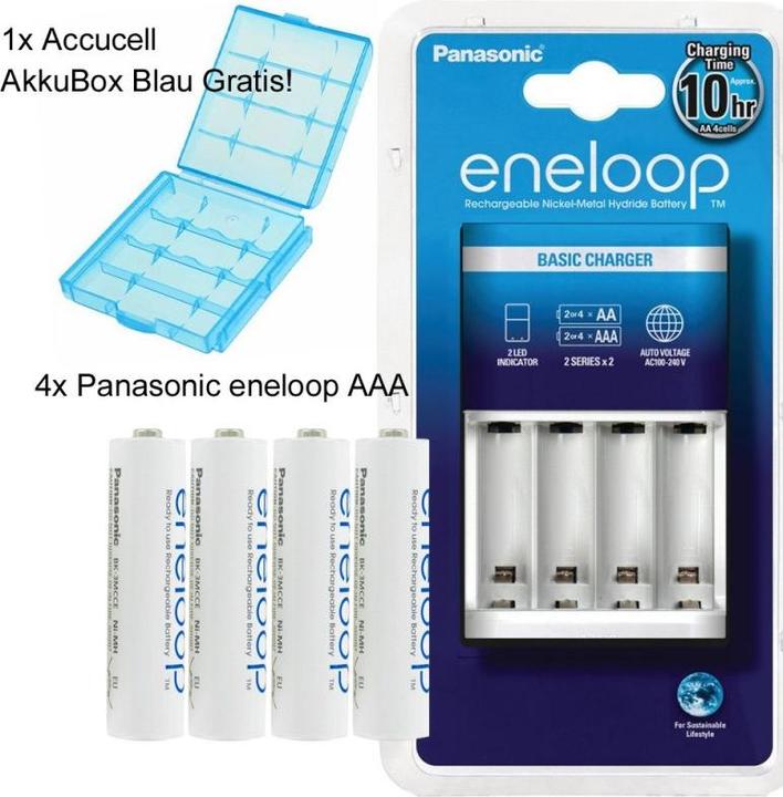 Actual product image Panasonic Eneloop Ladegerät BQ-CC51H und 4 Stück eneloop AAA Akkus (4 pcs., Battery + charger)