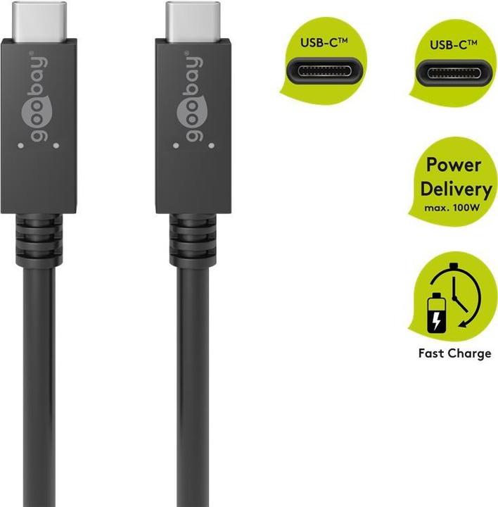 Produktbild Goobay Kabel USB USB-B - USB-C 0,5 m Schwarz (JAB-6169441) (0.50 m, USB 3.2 Gen 2, 20 W)