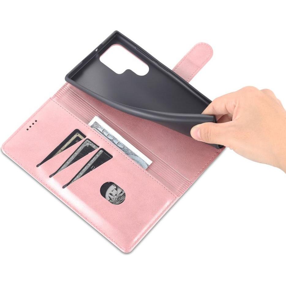 Thumbnail - Cover-Discount Galaxy S22 Ultra - Leder Etui Hülle rosa (Samsung Galaxy S22 Ultra), Smartphone Hülle, Rosa