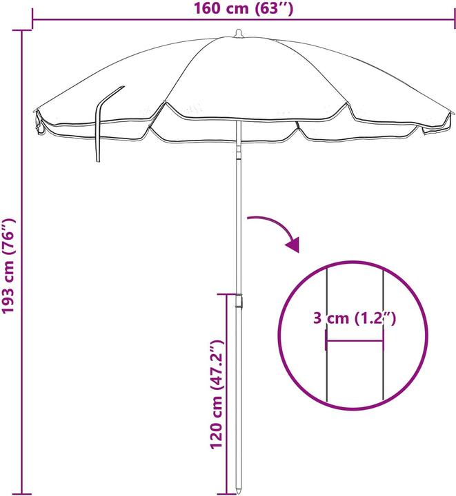 Produktbild vidaXL Strandparasol (1.61 m)