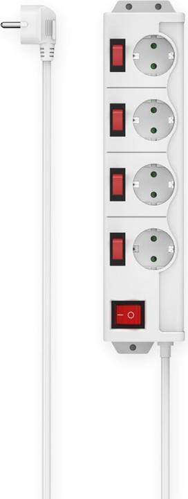 Actual product image Hama Power strip, 4-way, 90°, individually switchable, wall-mounted, 1.4 m, white (4x, 1.40 m)