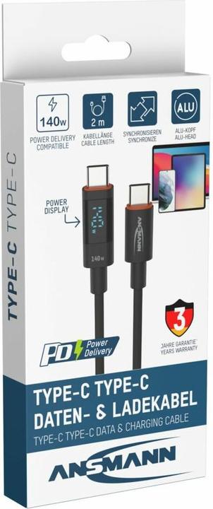 Produktbild Ansmann USB C — USB C (2 m, USB 2.0, 140 W)