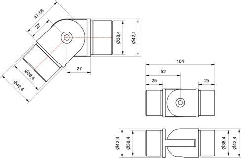 Actual product image OK-Line Rohrverbinder mit Gelenk für ø42.4x2mm (Stainless steel A2)
