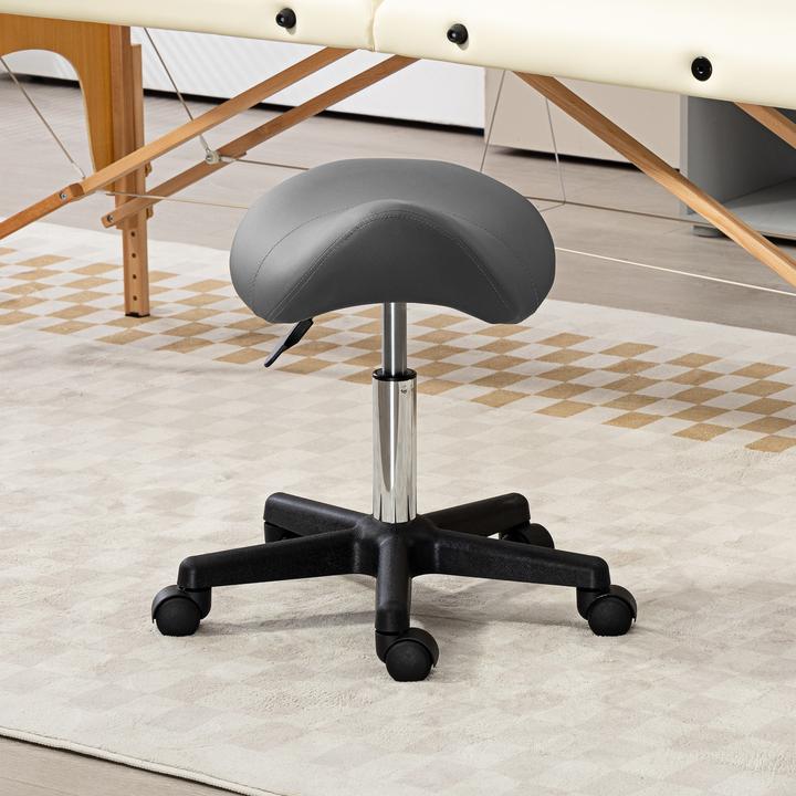 Produktbild Homcom Rollhocker Kunstleder, Stahl Grau