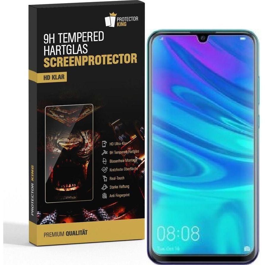 Protectorking 1x echtes Tempered 9H Panzerhartglas 3D KLAR (1 Stück, Huawei P Smart (2019)), Smartphone Schutzfolie, Tra...