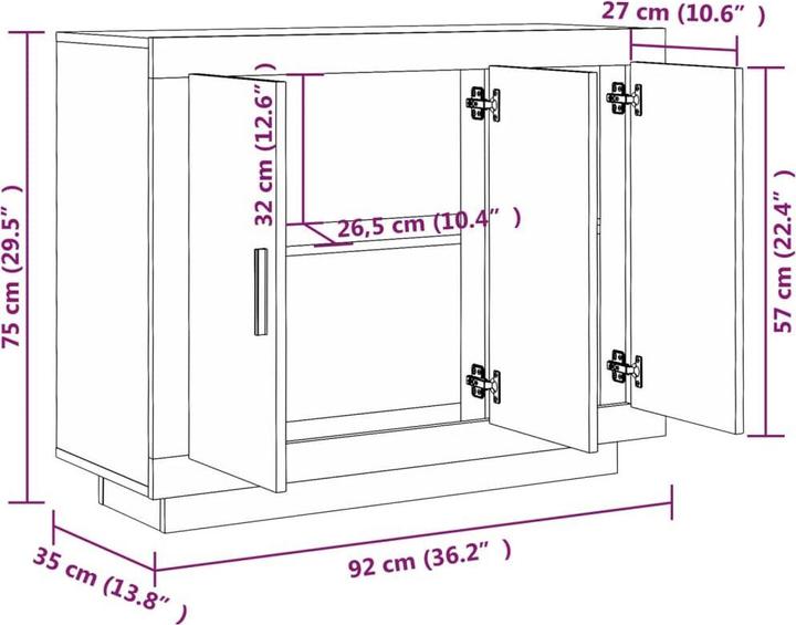 Image du produit vidaXL Sideboard (92 x 92 x 75 cm)