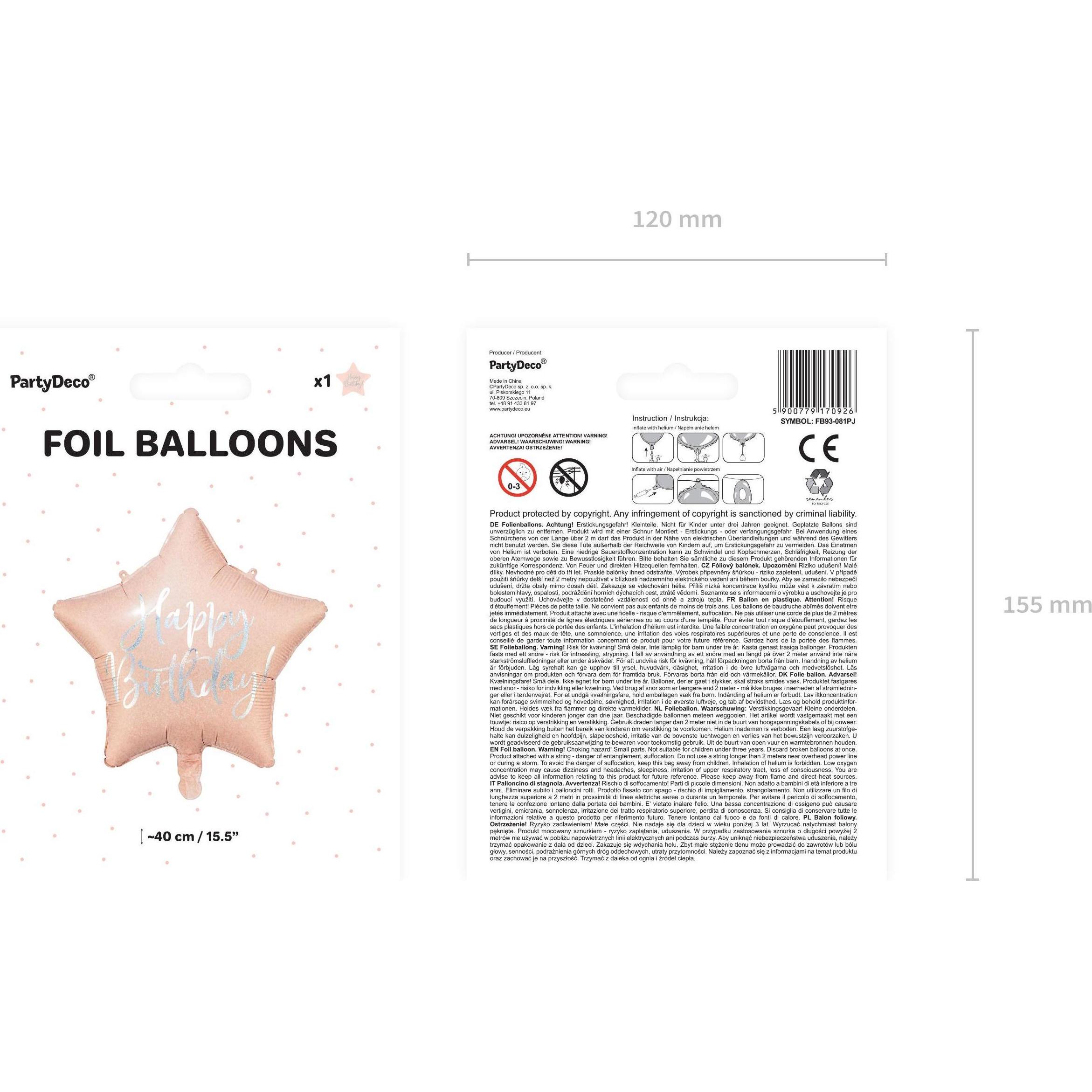 Thumbnail - Partydeco Folienballon Happy Birthday Rosa