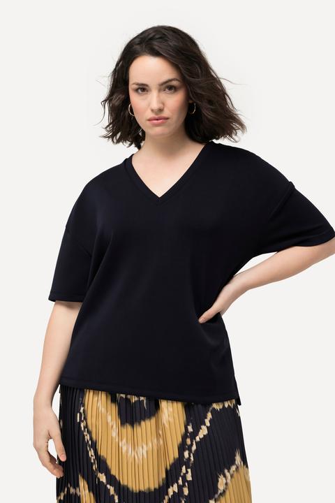 Produktbild Ulla Popken Soft-Sweatshirt, Oversized, V-Ausschnitt, Halbarm (62)