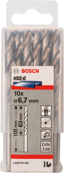 Produktbild Bosch Professional Zubehör PRO Metal HSS-G Spiralbohrer, 6,7 x 63 x 101 mm (6.7 mm)