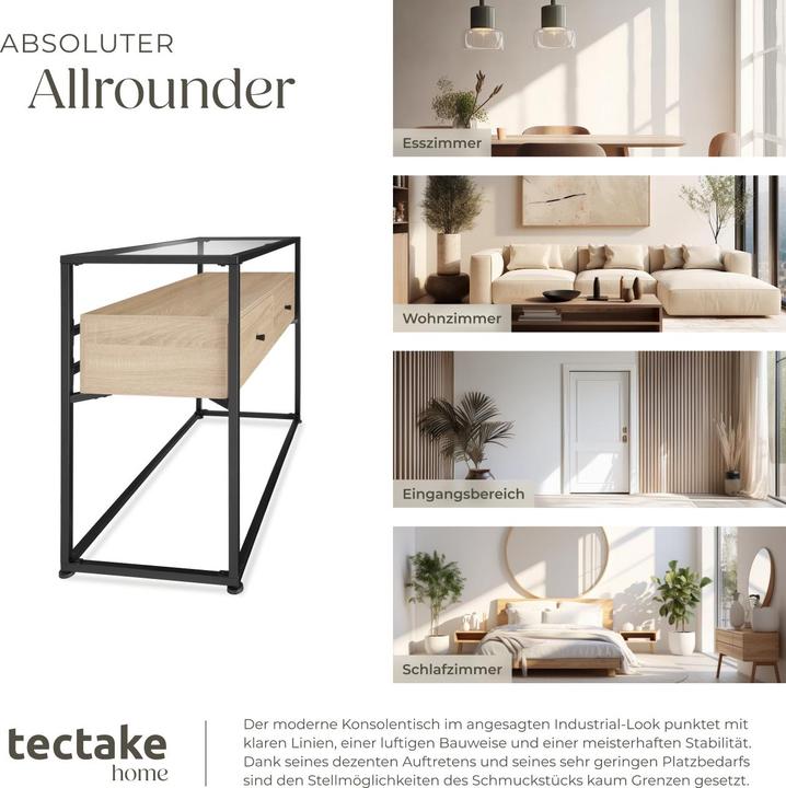 Actual product image tectake Hallway console table Reading | 101.5x41.5x80.5cm with two shelves & two drawers