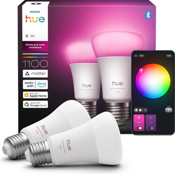 Image du produit Philips Hue A60 - A60 pre - 1100 - 2-pak (E27, 1100 lm, 2 x, D)