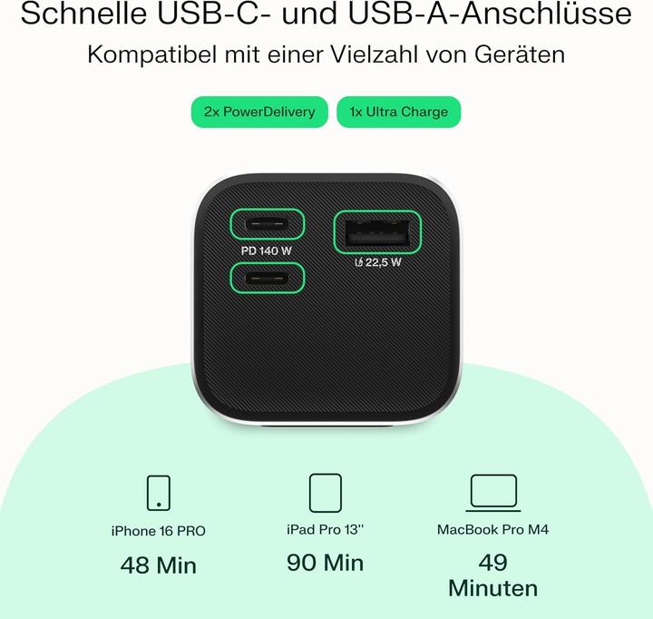 Actual product image GreenCell Powerbank PowerPlay Ultra 25200mAh Schnelles Laden 140W 2x USB-C PD 1x USB-A (25200 mAh, 140 W)
