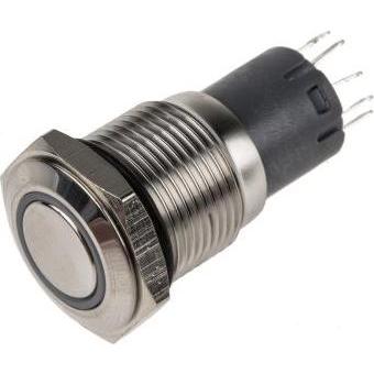 Thumbnail - Rs Pro Switch Pushbutton Stainless White ring, Taster + Schalter, Silber