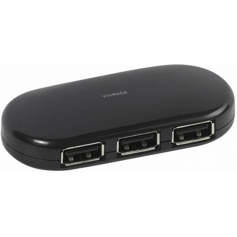 Vivanco USB 2.0 Hub, 4-Port (USB-A, 4 porte), Docking station + Hub USB, Nero
