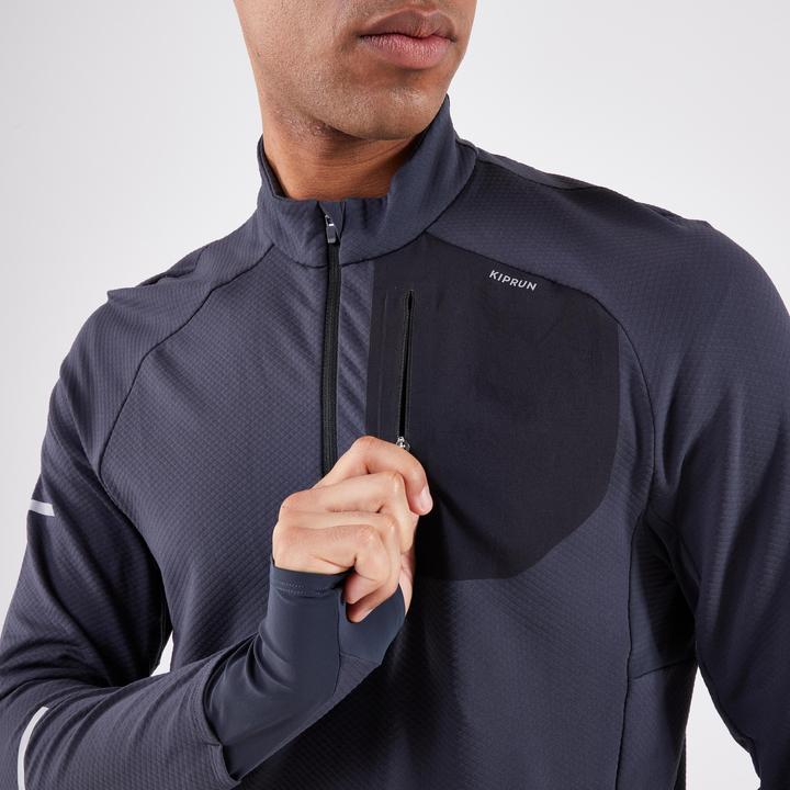 Image du produit Kiprun Maillot de course à manches longues homme avec fermeture éclair - Run 900 warm noir (S)