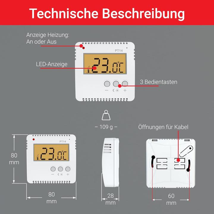 Produktbild Elektrobock EB PT14 - Raumthermostat Aufputz (PT14)
