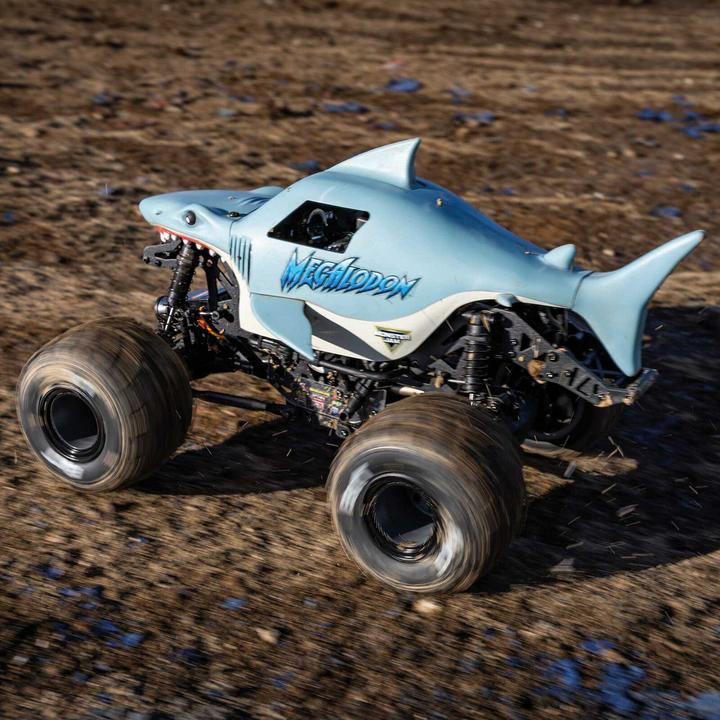 Actual product image Losi M.TRUCK MEGALODON RTR 4WD 1:18 EP Mini LMT Megalodon 2S Brushed - BLUE (Battery & Charger Included) (RTR Ready-to-Run)
