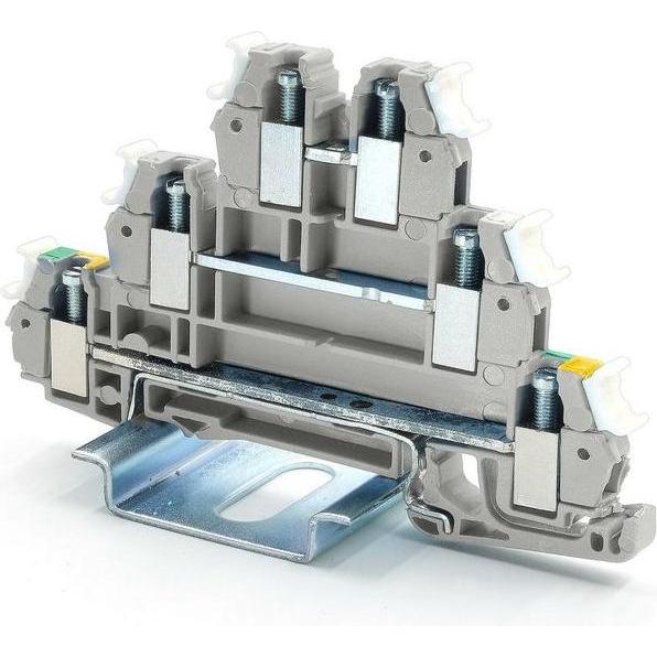 RS PRO Blocco di montaggio a terra Rail DIN, 3 vie, raccor, Accessori di elettronica + Alloggiamento, Grigio