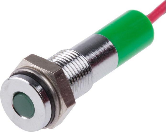 Produktbild RS PRO 6mm flush satin chr LED wires, grn 24Vdc