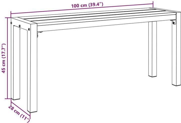 Actual product image vidaXL Garden bench 100 cm made of steel and WPC in black