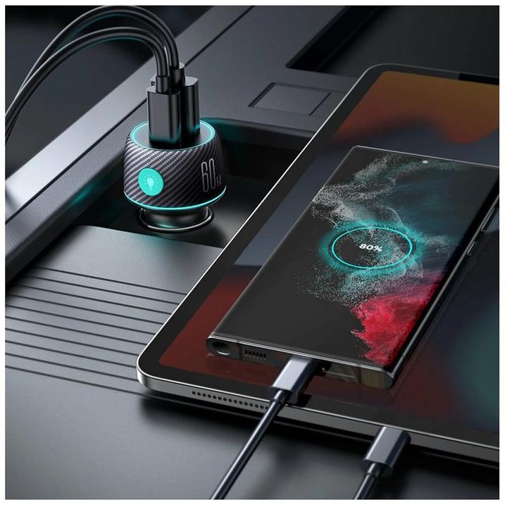 Image du produit Joyroom Chargeur de voiture multi-couleurs avec USB-A+USB-C 60W - Noir