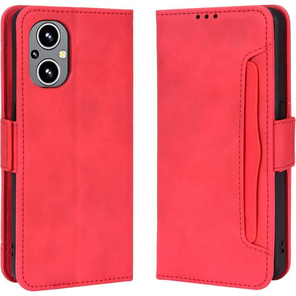 Thumbnail - Cover-Discount OPPO Reno8 Lite - Etui mit vielen Kartenfächer rot (Oppo Reno8 Lite), Smartphone Hülle, Rot