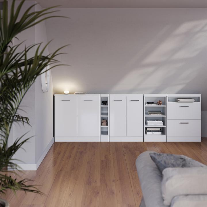 Produktbild Vichy Dachschrägenschrank Rion, Weiss/Weiss Hochglanz, mit 2 Türen (46 x 46 x 81.60 cm)