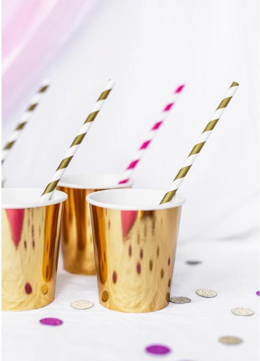 Actual product image Partydeco Paper straws with gold matte stripes (10 pcs.) (10 x)