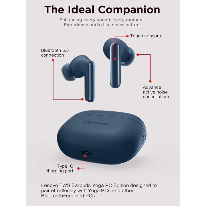Actual product image Lenovo Yoga True Wireless Stereo Earbuds (ANC, 7 h, Wireless)