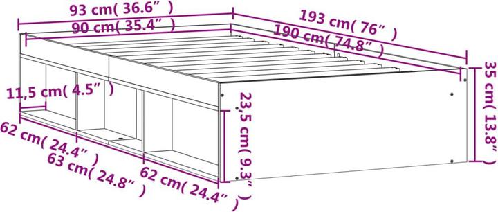Image du produit vidaXL Bettgestell (90 x 190 cm)