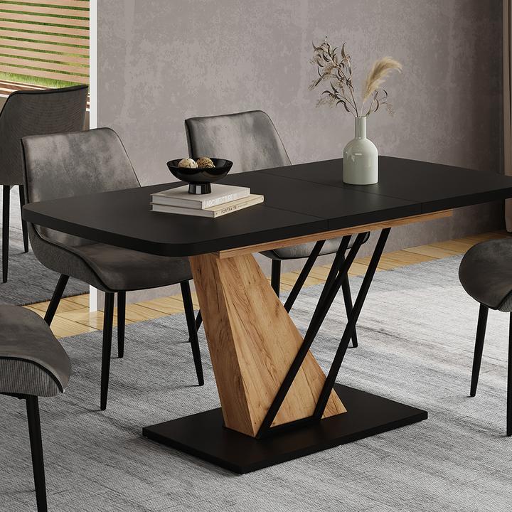 Produktbild Vicco Esstisch Fenaro, Schwarz/Goldkraft Eiche/Goldkraft Eiche, 120 x 80 cm ausziehbar (80 x 120 x 77.40 cm)