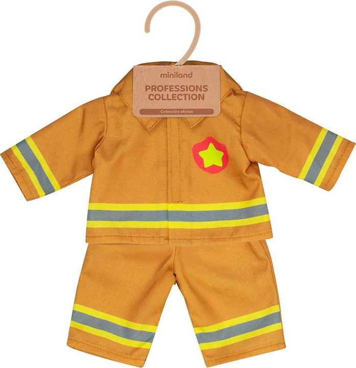 Produktbild Miniland Puppenkostüm Feuerwehrmann 38cm