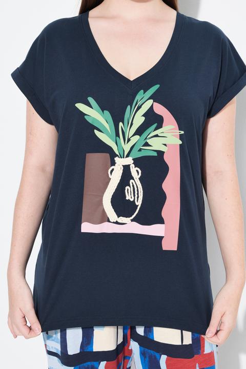 Produktbild Ulla Popken T-Shirt, Vase, V-Ausschnitt, Halbarm (58)