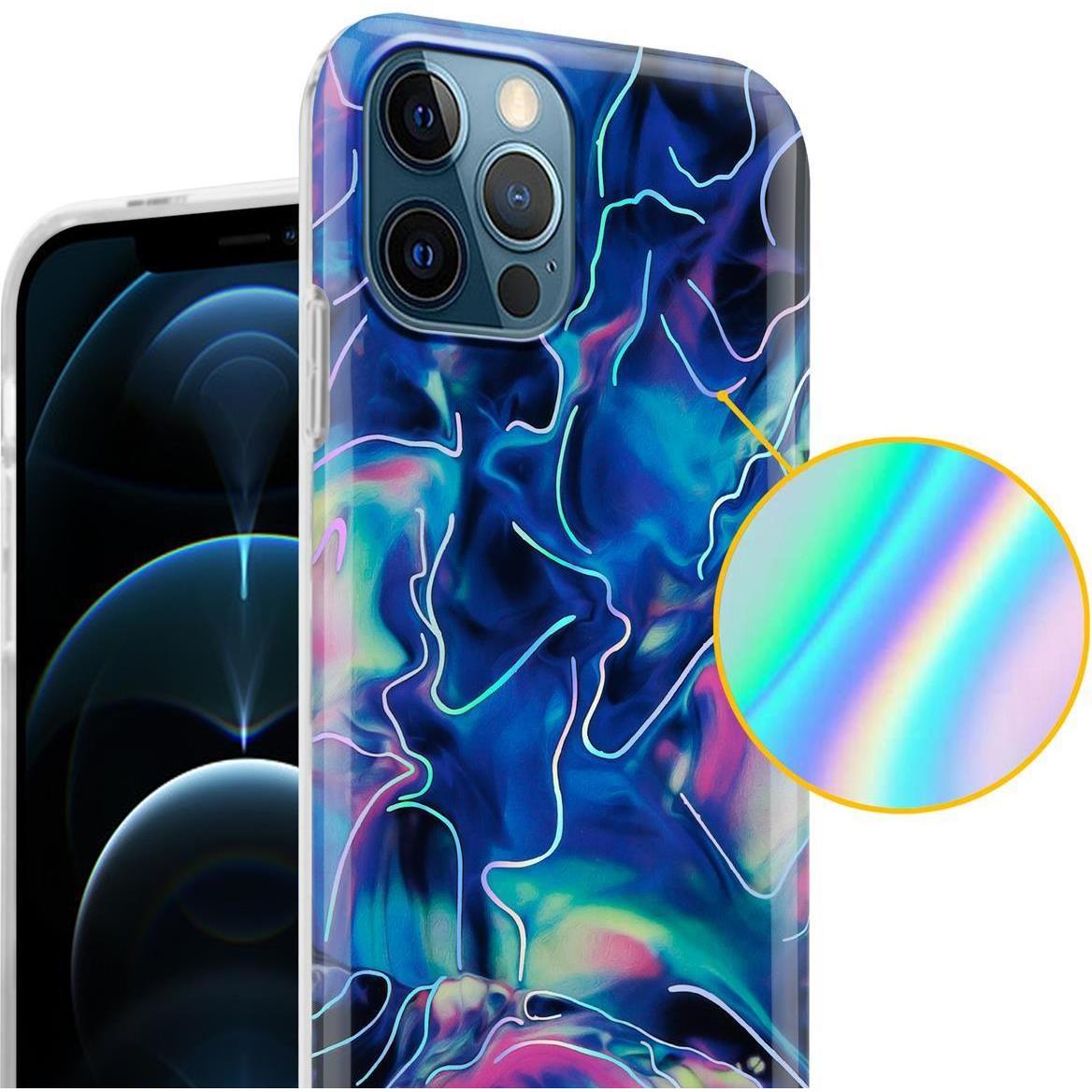 Thumbnail - Cadorabo IMD TPU Bunter Marmor Cover (Apple iPhone 12 Pro Max), Smartphone Hülle, Blau