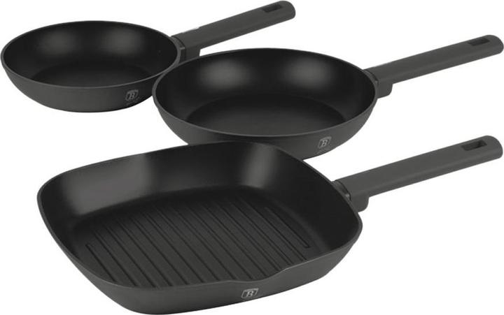 BerlingerHaus House 3-delige koekenpannenset Ø 20/24cm + 28 cm grillpan mat Antraciet Collection (28 cm, Grillpan, Koekenpan, Aluminium)