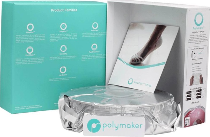 Actual product image Polymaker PD01003 PolyFlex TPU-95A Filament TPU flexible 1.75 mm 750 g Red 1 pc (TPU, 1.75 mm, 750 g, Red)