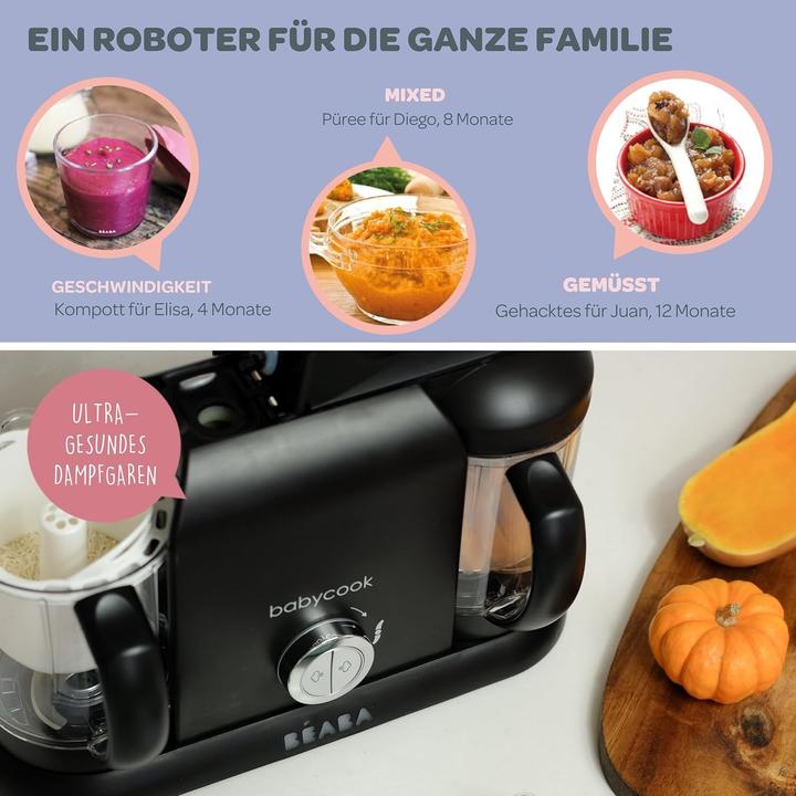 Actual product image Beaba 4-in-1 Baby Food Processor with Steam Cooking, Blending, Defrosting, Warming and Dual Bowls