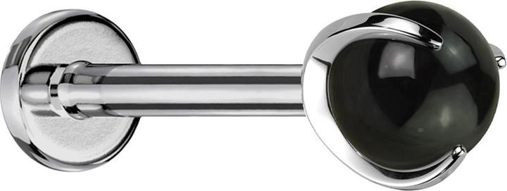 Produktbild Star Piercing Micro Labret Innengewinde silber Kugel Onyx Stein Stein gefasst (Titan, ohne Messing, Mineralisch)