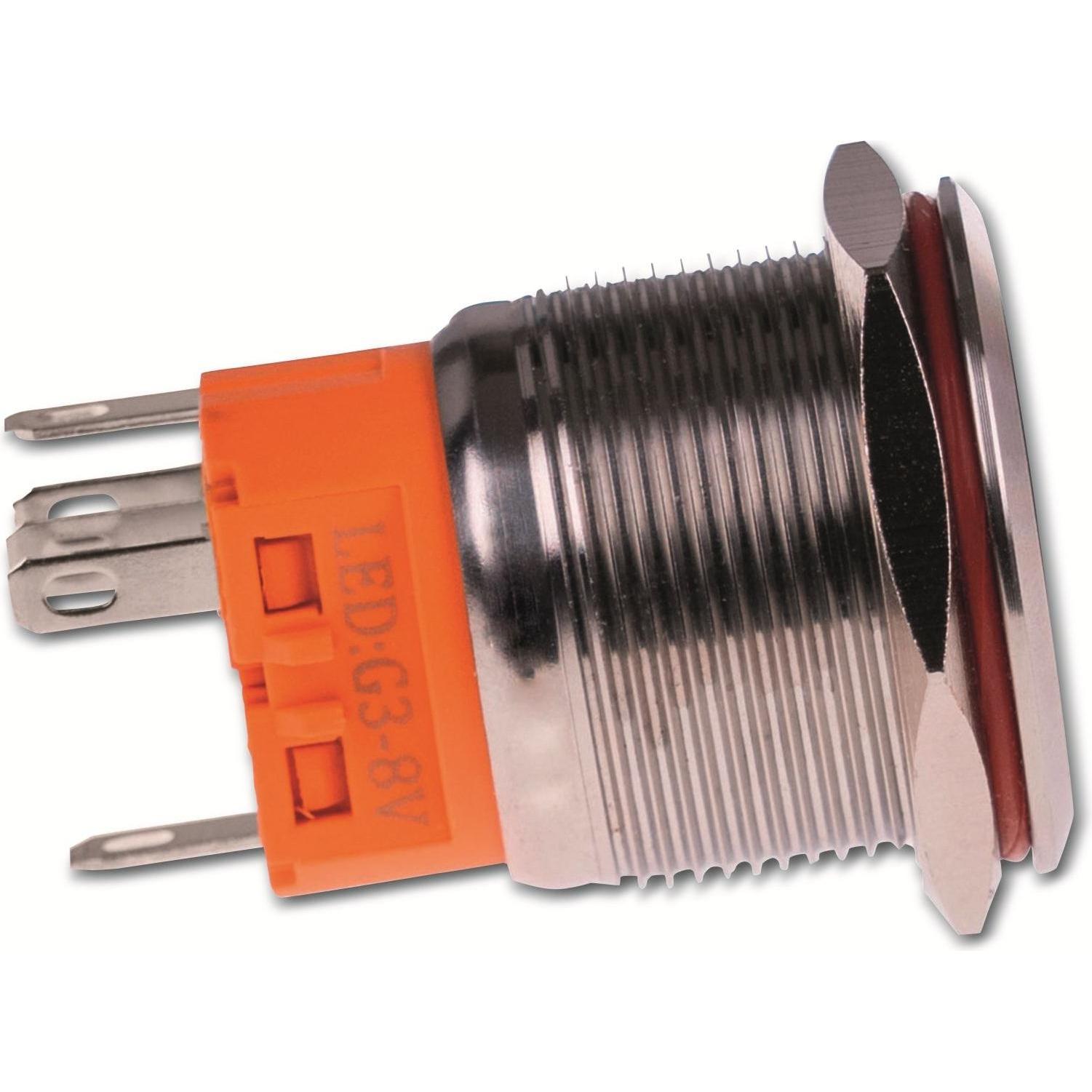 Thumbnail - Joy-it BUTTON22A-M-RD Tastschalter 250 V/AC 3 A 1 x Ein/Aus IK10, IP67 tastend 1 St., Taster + Schalter, Silber