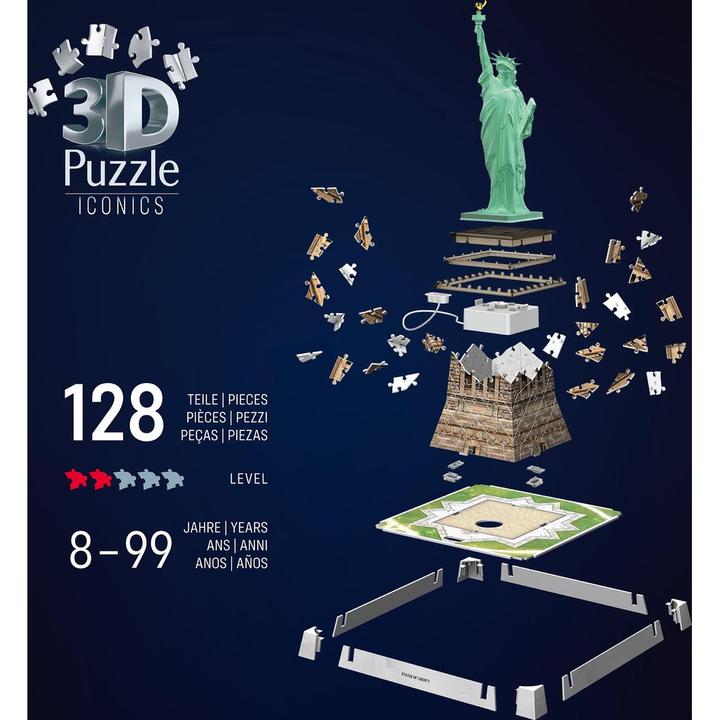 Productafbeelding Ravensburger 3D Puzzle 108 Teile - Iconics: Freiheitsstatue - mit Licht (108 onderdelen)