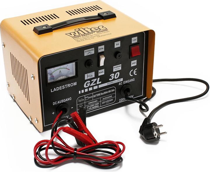 Actual product image Wiltec Car Van Battery Charger 12V 24V Portable 16A Boost Motorcycle Motorhome Truck GZL30 (24V, 12V, 16 A)