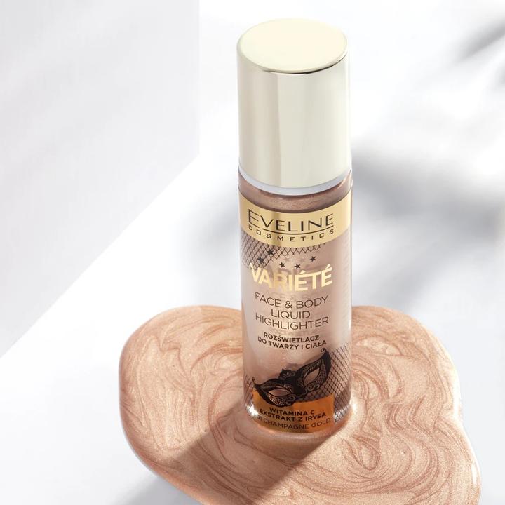 Productafbeelding Eveline Variete Vloeibare Highlighter Voor Gezicht En Lichaam 01 Champagne Goud 30Ml (01, Markeerstift, 30 ml)