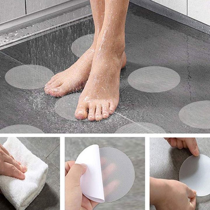 Actual product image Werkstein Selbstklebendes Anti-Rutsch Pad Sticker für Dusche / Badewanne - Transparent 21-tlg. Set (100 mm)