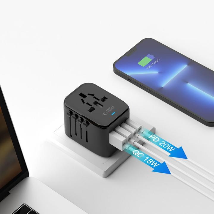Produktbild Tech-Protect TA200 EU / UK / US / AU-Adapter - schwarz