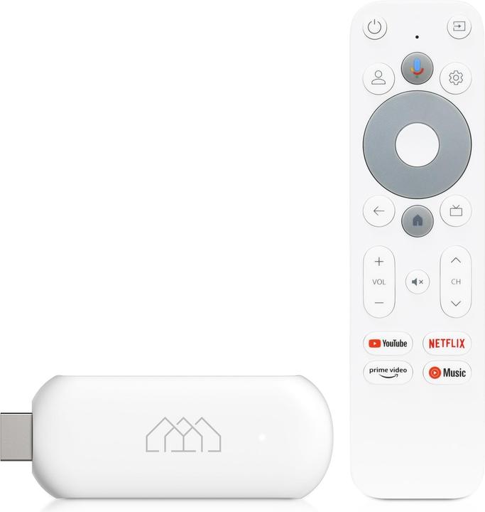 Actual product image Abcom Stick HD Android TV Media Player Stick White (Full HD, HDMI, 5GHz WiFi, Voice Remote Control (32 GB, Android 11)