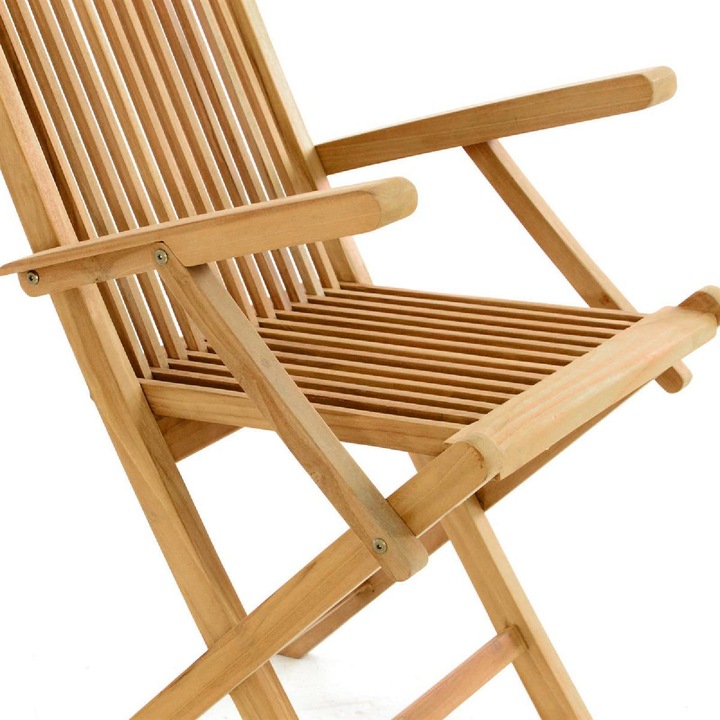 Actual product image VCM Gartenstuhl mit Armlehne Stuhl Teak Holz klappbar massiv behandelt